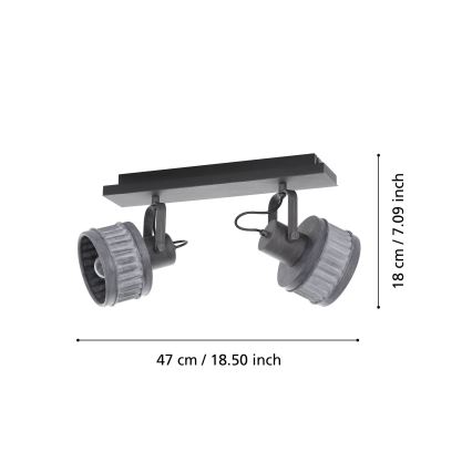 Eglo 43445 - Taškinis šviestuvas TURROCK 2xE27/28W/230V