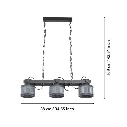 Eglo - Sietynas ant grandinės 3xE27/28W/230V