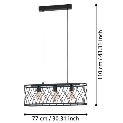 Eglo - Pakabinamas sietynas 3xE27/40W/230V