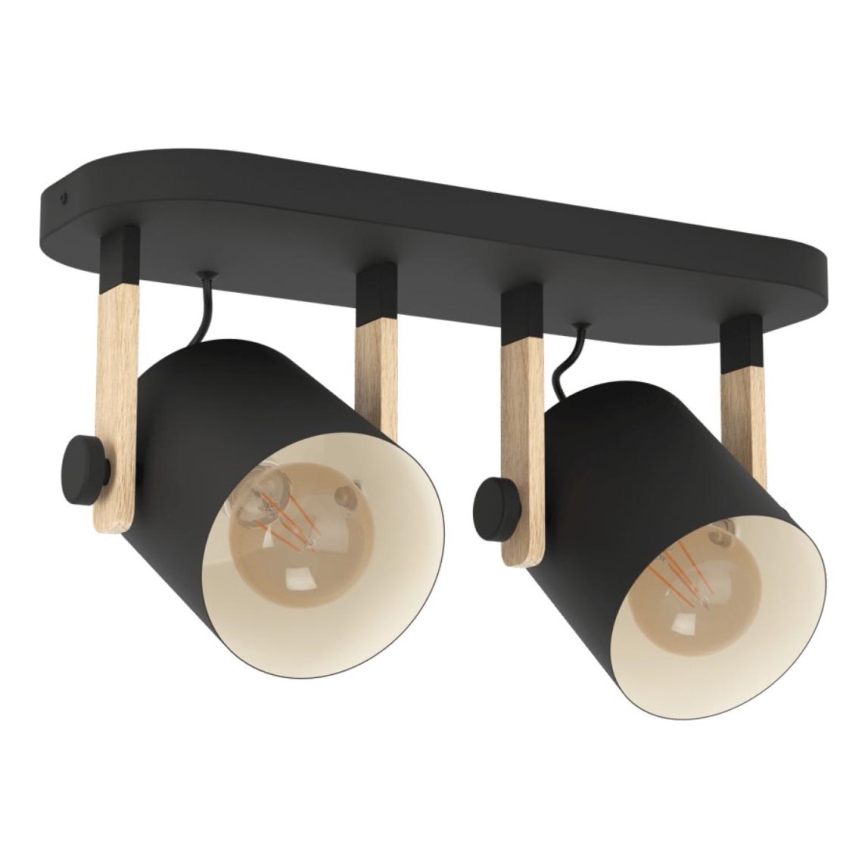 Eglo 43557 - Taškinis šviestuvas HORNWOOD 2xE27/28W/230V juodas