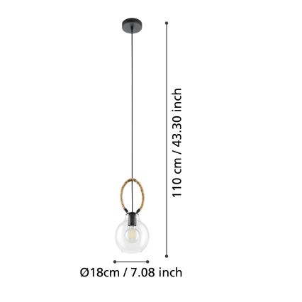 Eglo 43617 - Pakabinamas šviestuvas ant laido RODING 1xE27/40W/230V