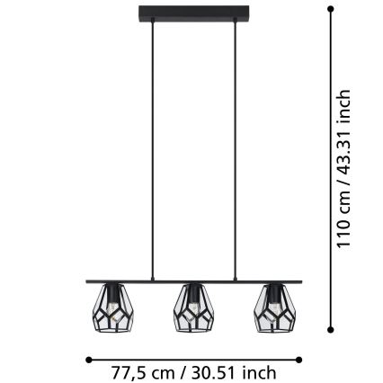 Eglo - Pakabinamas sietynas 3xE27/40W/230V