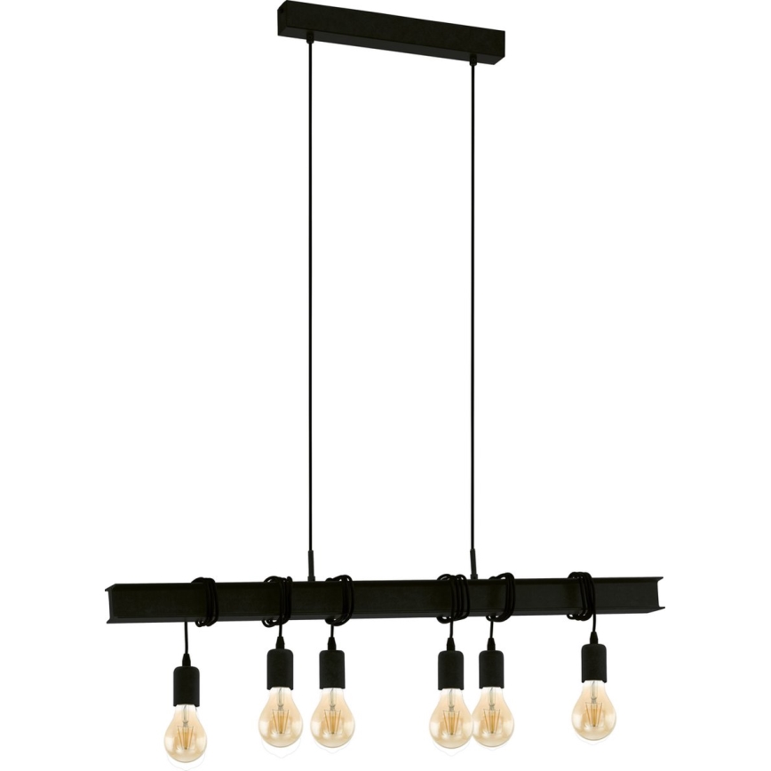 Eglo 43712 - Pakabinamas sietynas TOWNSHEND 6xE27/60W/230V juoda