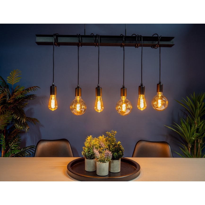 Eglo 43712 - Pakabinamas sietynas TOWNSHEND 6xE27/60W/230V juoda