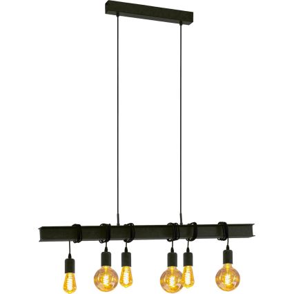 Eglo 43712 - Pakabinamas sietynas TOWNSHEND 6xE27/60W/230V juoda