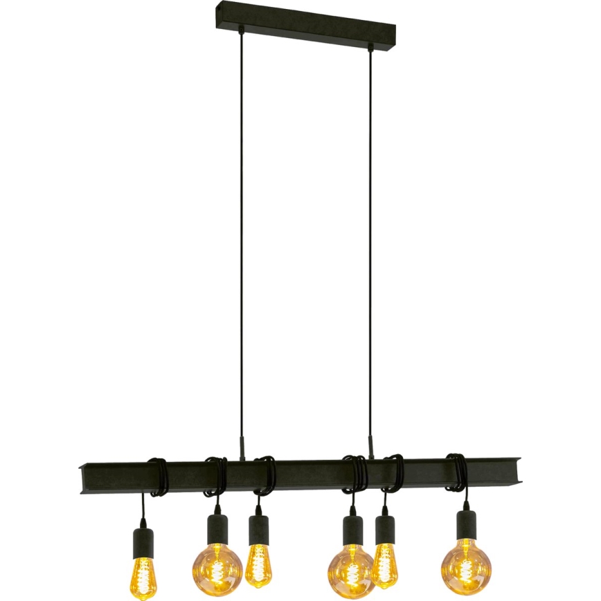 Eglo 43712 - Pakabinamas sietynas TOWNSHEND 6xE27/60W/230V juoda