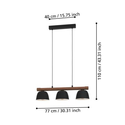 Eglo - Pakabinamas sietynas 3xE27/40W/230V