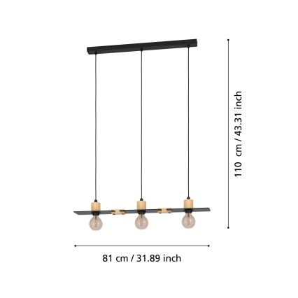 Eglo - Pakabinamas sietynas 3xE27/40W/230V