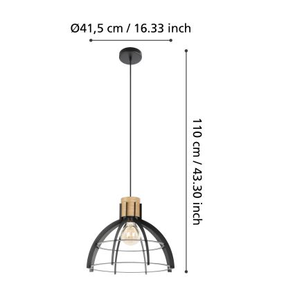 Eglo - Pakabinamas sietynas 1xE27/40W/230V juoda