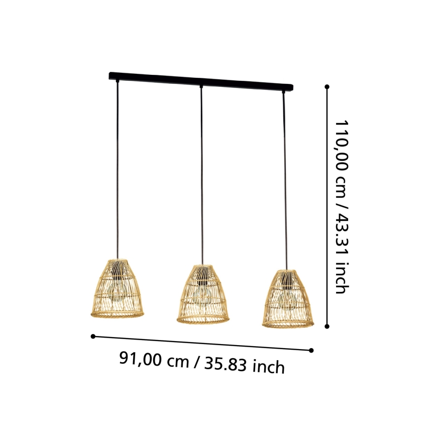 Eglo - Pakabinamas šviestuvas su laidu 3xE27/40W/230V