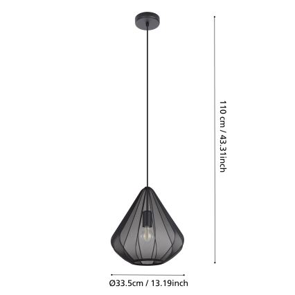 Eglo - Pakabinamas sietynas 1xE27/40W/230V diametras 33,5 cm juoda