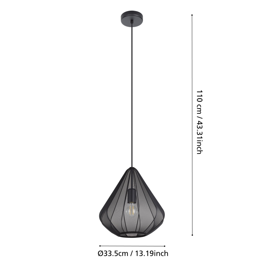 Eglo - Pakabinamas sietynas 1xE27/40W/230V diametras 33,5 cm juoda