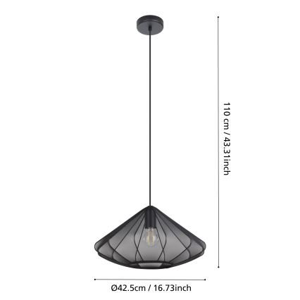 Eglo - Pakabinamas sietynas 1xE27/40W/230V diametras 42,5 cm juoda