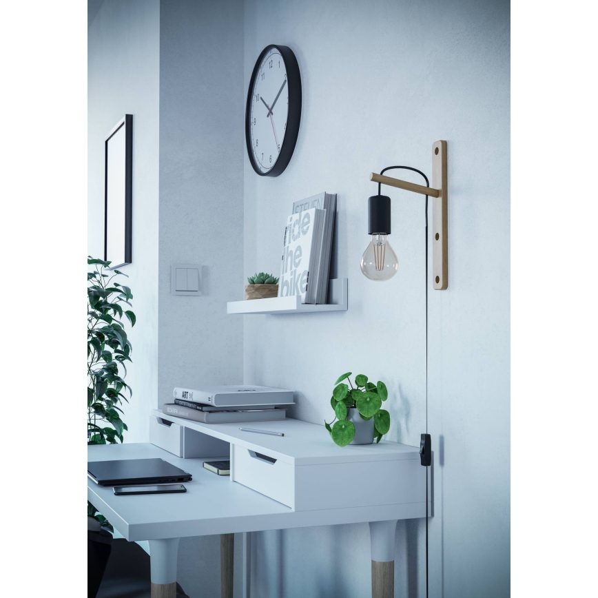 Eglo - Sieninis šviestuvas 1xE27/10W/230V Kietmedis ruda/juoda