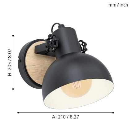 Eglo - Sieninis šviestuvas 1xE27/28W/230V - FSC sertifikuota