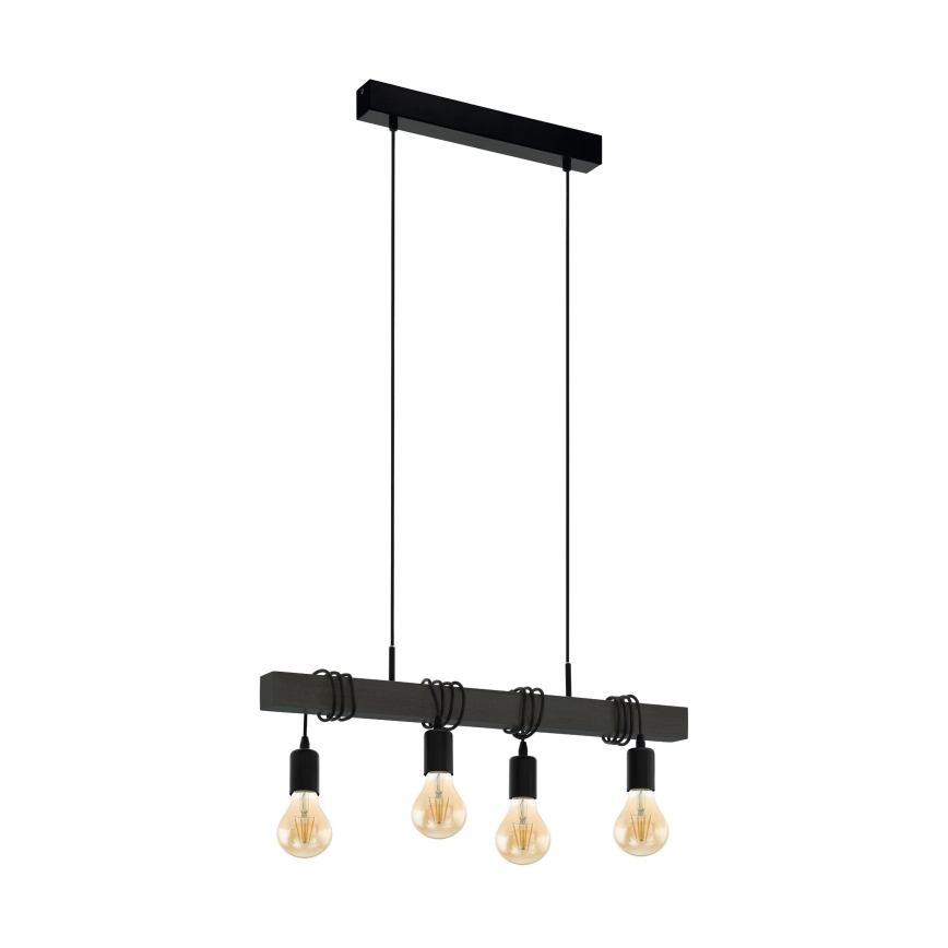 Eglo 44061 - Pakabinamas šviestuvas ant laido TOWNSHEND 4xE27/40W/230V juodas