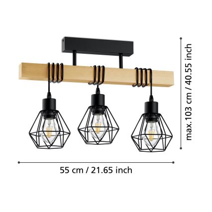 Eglo - Tvirtinamas sietynas TOWNSHEND 3xE27/60W/230V