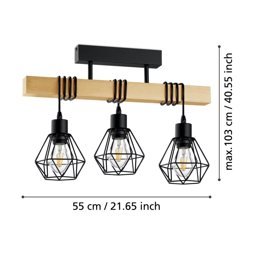 Eglo - Tvirtinamas sietynas TOWNSHEND 3xE27/60W/230V