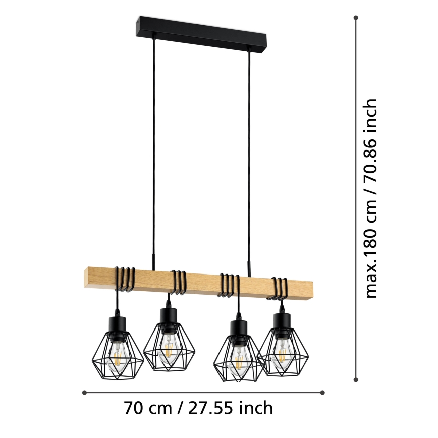 Eglo - Pakabinamas sietynas TOWNSHEND 4xE27/60W/230V