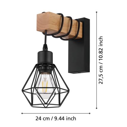 Eglo - Sieninis šviestuvas TOWNSHEND 1xE27/60W/230V
