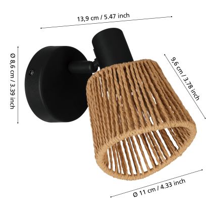 Eglo - sieninis taškinis šviestuvas 1xE14/10W/230V juodas/smėlinis