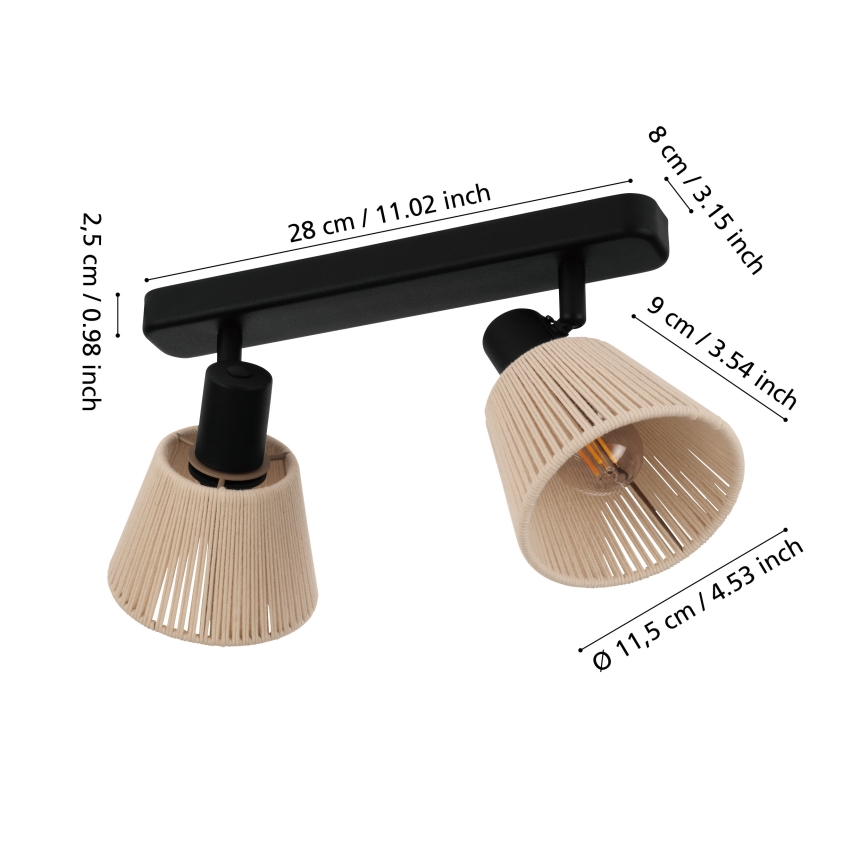 Eglo - Kryptinis šviestuvas 2xE14/40W/230V smėlinė/juoda
