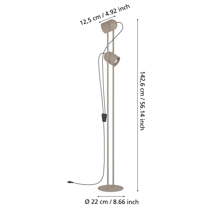 Eglo - Grindinė lempa 2xE14/8W/230V smėlinė