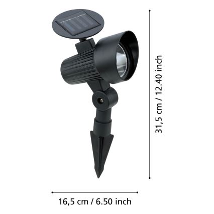 Eglo - Komplektas 3 vnt. LED saulės šviestuvai su jutikliu LED/200 mAh IP44, juodi