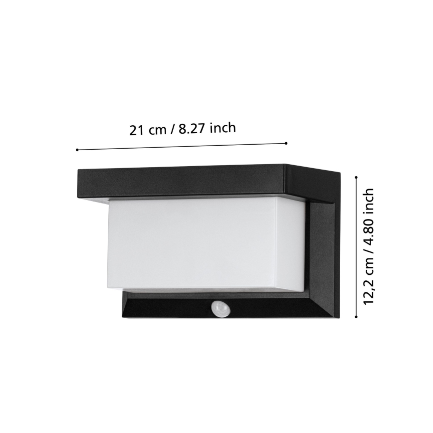 Eglo - LED sieninis šviestuvas su jutikliu, įkraunamas saulės energija LED/3,84W/3,7V IP44