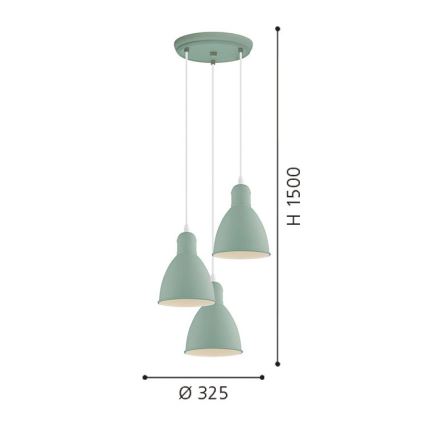 EGLO 49095 - Sietynas, kabinamas ant virvės PRIDDY-P 3xE27/60W/230V