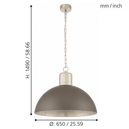 Eglo 49107 - Sietynas, kabinamas ant grandinės COLDRIDGE 1xE27/60W/230V