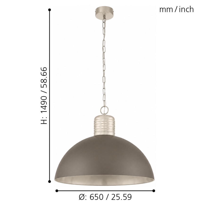 Eglo 49107 - Sietynas, kabinamas ant grandinės COLDRIDGE 1xE27/60W/230V