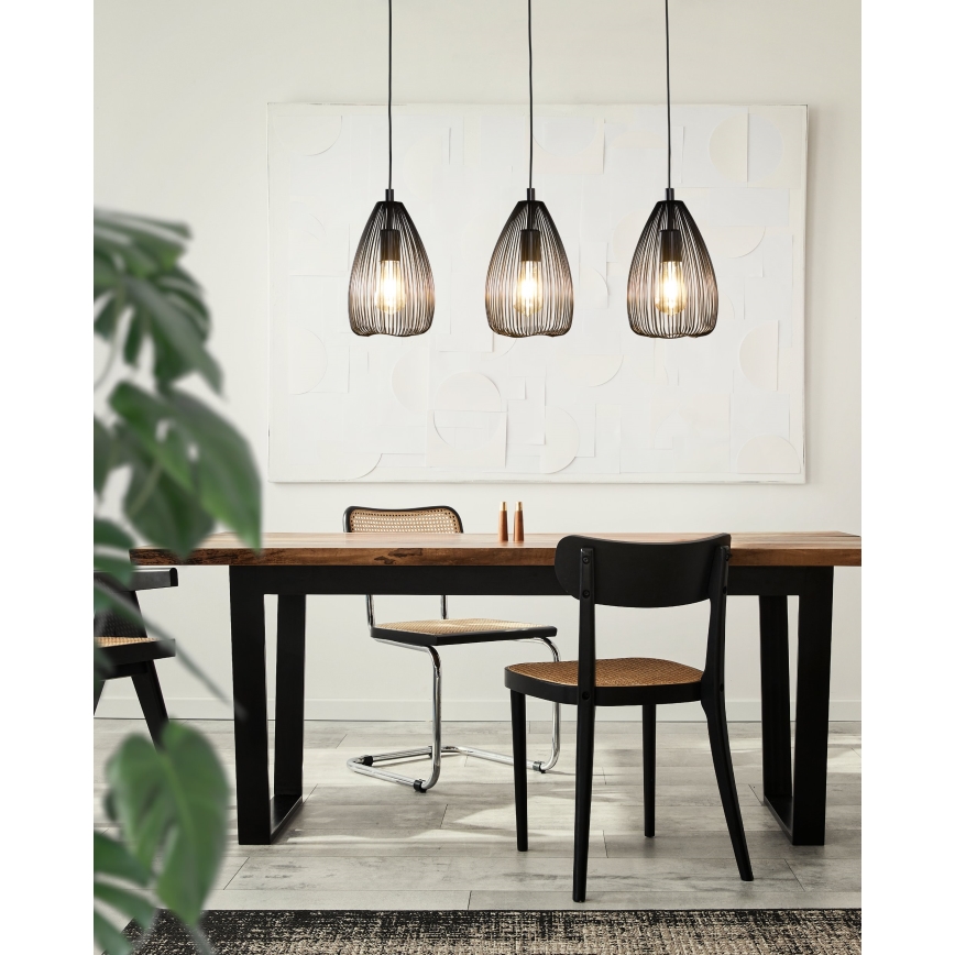 Eglo 49142 - Sietynas, kabinamas ant virvės CLEVEDON 3xE27/60W/230V