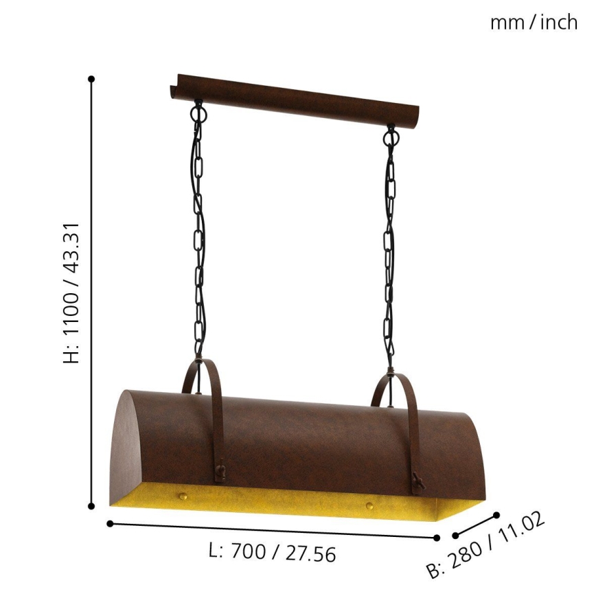 Eglo 49687 - Sietynas, kabinamas ant grandinės DEERHURST 2xE27/60W/230V