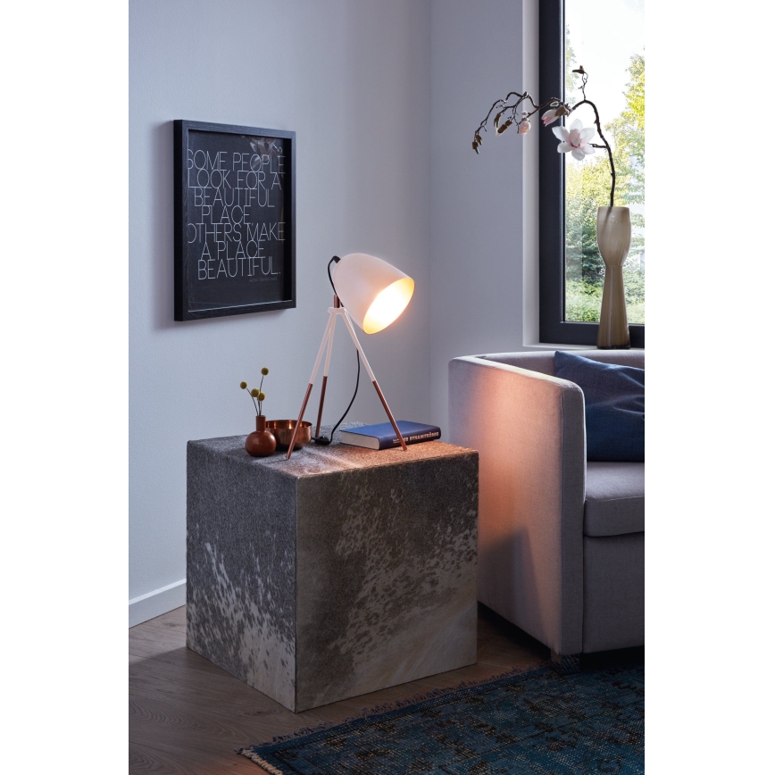 Eglo 49727 - Stalinė lempa CHESTER 1xE27/60W/230V balta/varinė