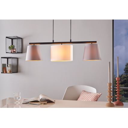 Eglo 55207 - LED pakabinamas šviestuvas ant laido ALMEIDA 3xE14/25W/230V pilka