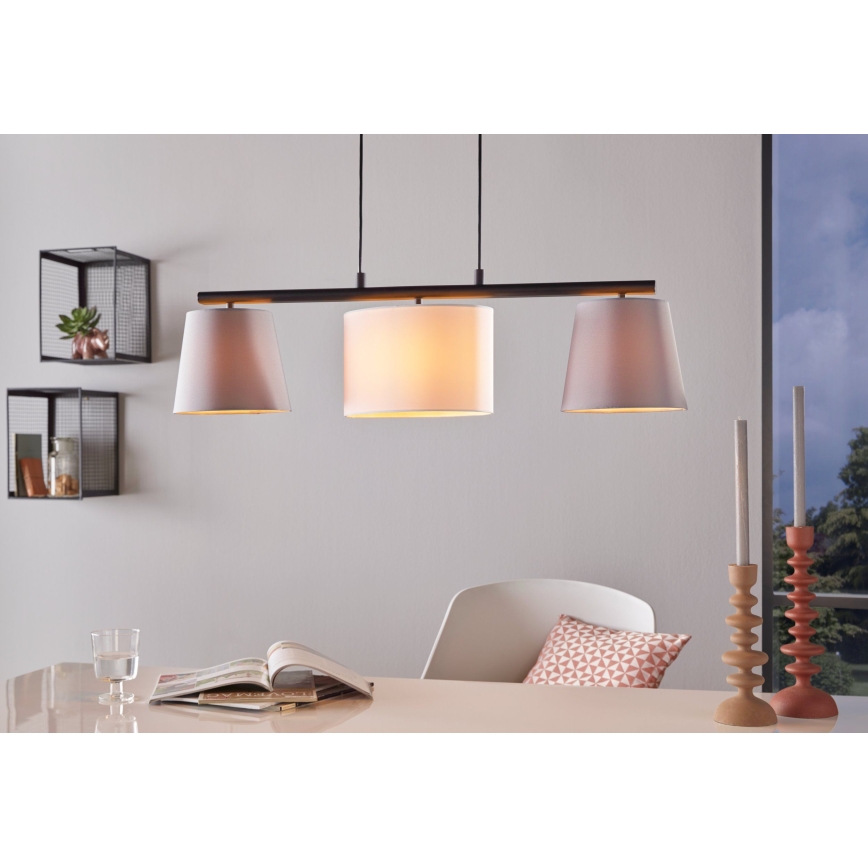 Eglo 55207 - LED pakabinamas šviestuvas ant laido ALMEIDA 3xE14/25W/230V pilka