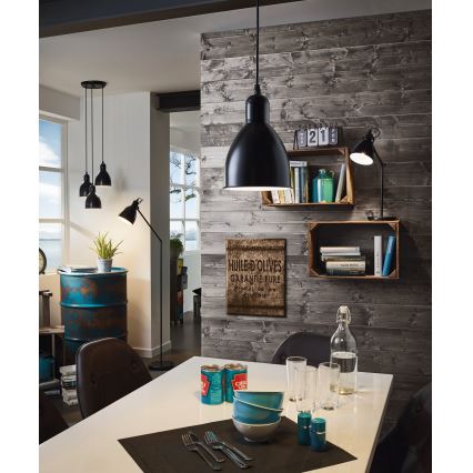 Eglo 55243 - Pakabinamas šviestuvas ant laido PRIDDY 1xE27/60W/230V juodas