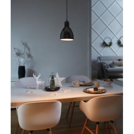 Eglo 55243 - Pakabinamas šviestuvas ant laido PRIDDY 1xE27/60W/230V juodas