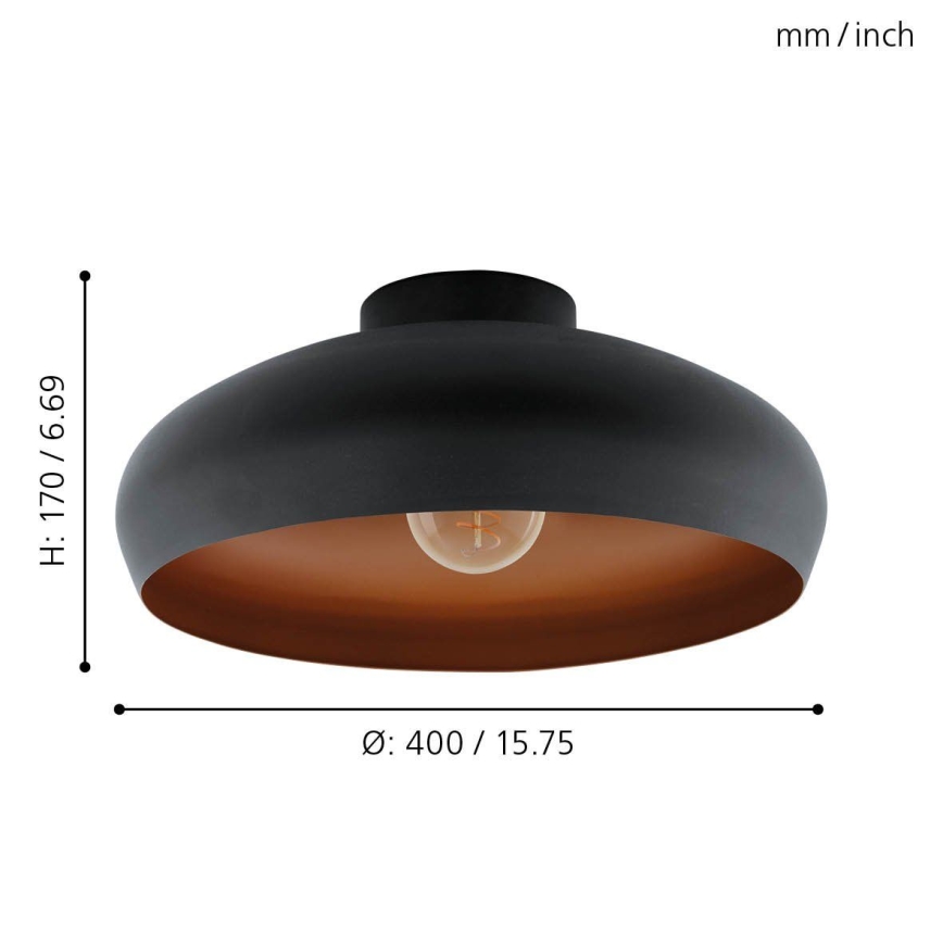 Eglo 55248 - Lubinis šviestuvas MOGANO 1xE27/60W/230V juoda