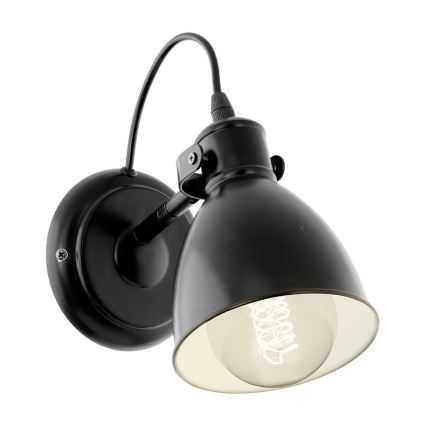 Eglo 55261 - Sieninis šviestuvas PRIDDY 1xE27/40W/230V juodos spalvos