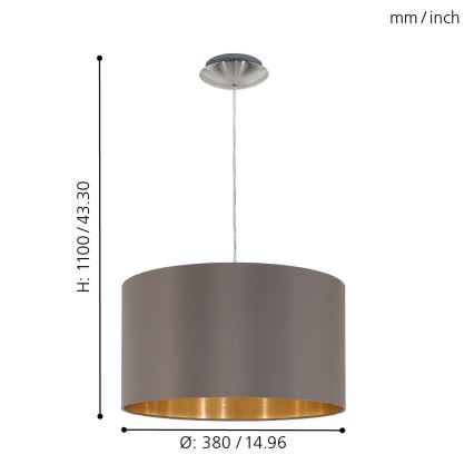 Eglo 55269 - Pakabinamas sietynas MASERLO 1xE27/60W/230V ruda
