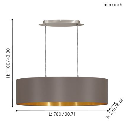 Eglo 55271 - Pakabinamas sietynas MASERLO 2xE27/60W/230V ruda