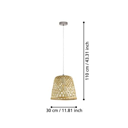 Eglo 55696 - Pakabinamas šviestuvas ant laido KIRKCOLM 1xE27/60W/230V smėlio spalvos