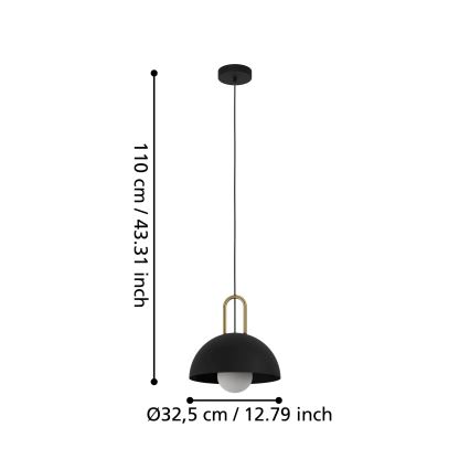 Eglo 56459 - Pakabinamas šviestuvas su laidu CALMANERA 1xE27/40W/230V juoda