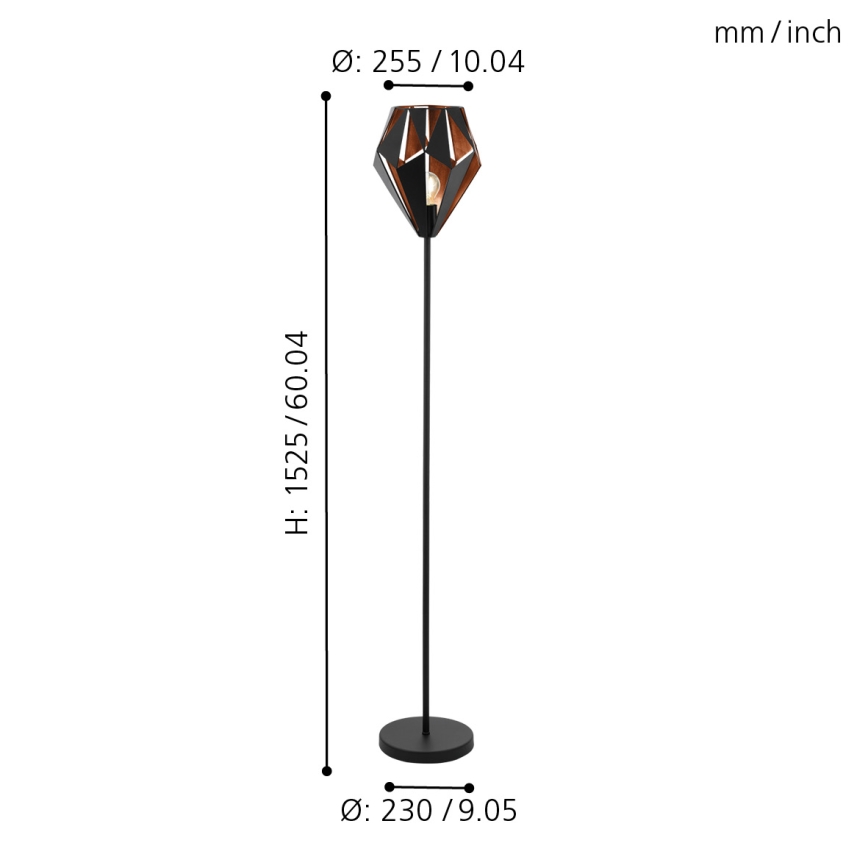Eglo 62838 - Toršeras CARLTON PRO 1xE27/60W/230V juoda