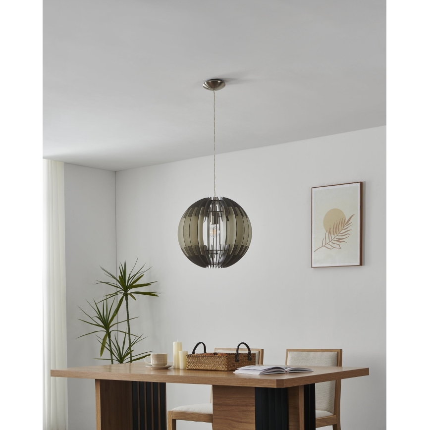 Eglo 63256 - pakabinamas šviestuvas su kabeliu OLMERO PRO 1xE27/60W/230V Ø 40 cm pilka/balta