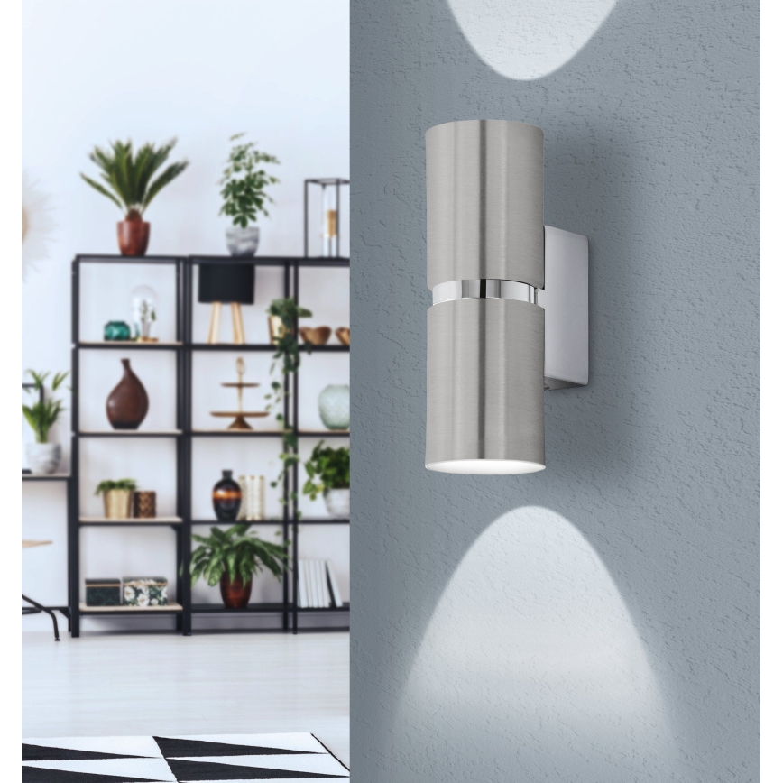 Eglo 64794 - LED sieninis šviestuvas PASSA PRO 2xGU10/3,3W/230V 3000K matinis chromas