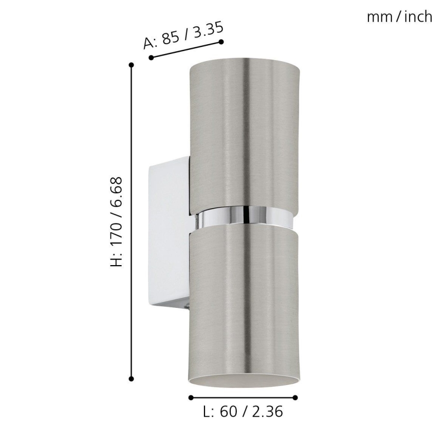 Eglo 64794 - LED sieninis šviestuvas PASSA PRO 2xGU10/3,3W/230V 3000K matinis chromas