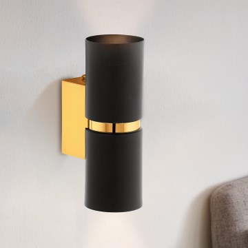 Eglo 64795 - LED sieninis šviestuvas PASSA PRO 2xGU10/3,3W/230V 3000K juoda/auksas